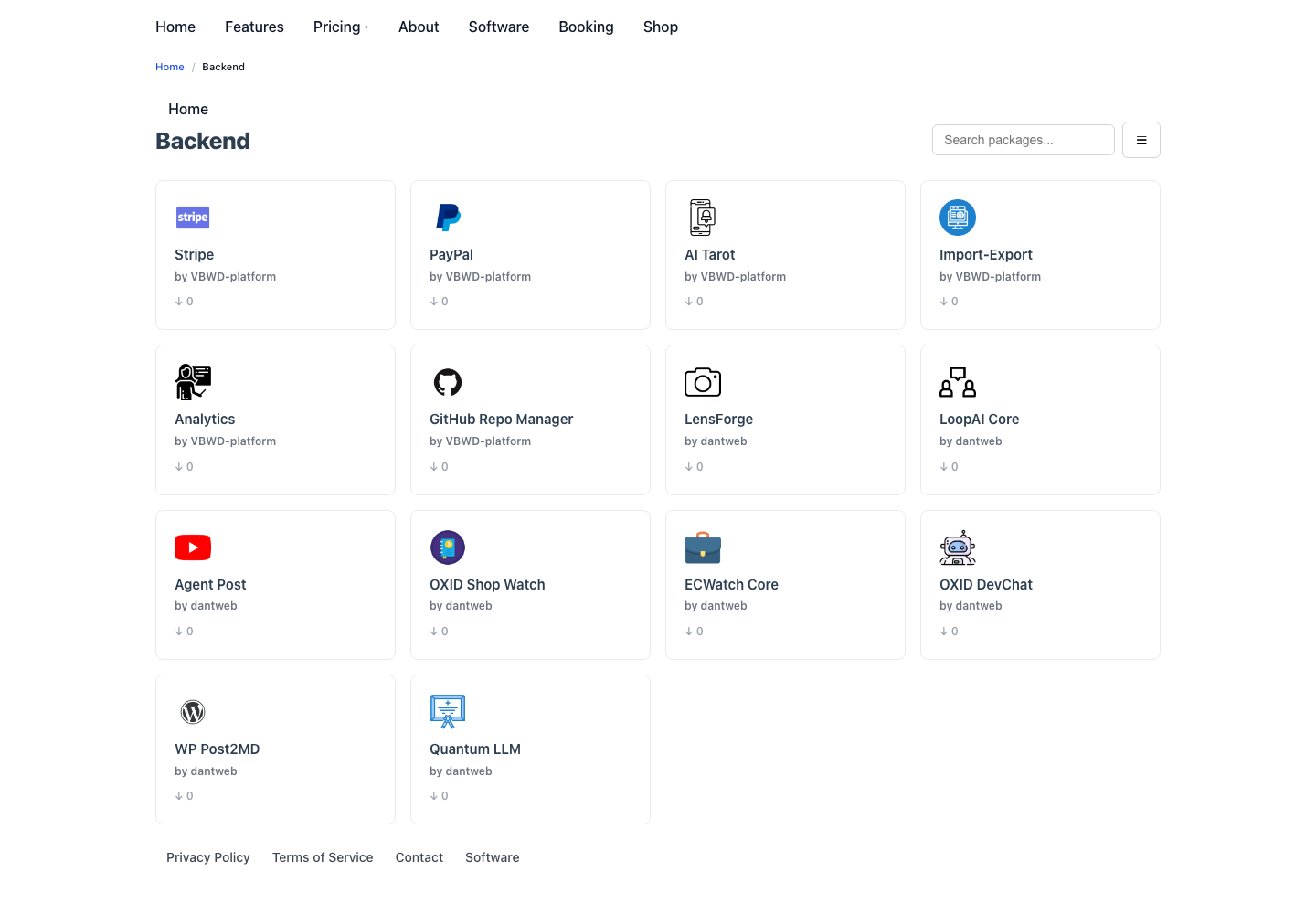 The GHRM marketplace — software packages.