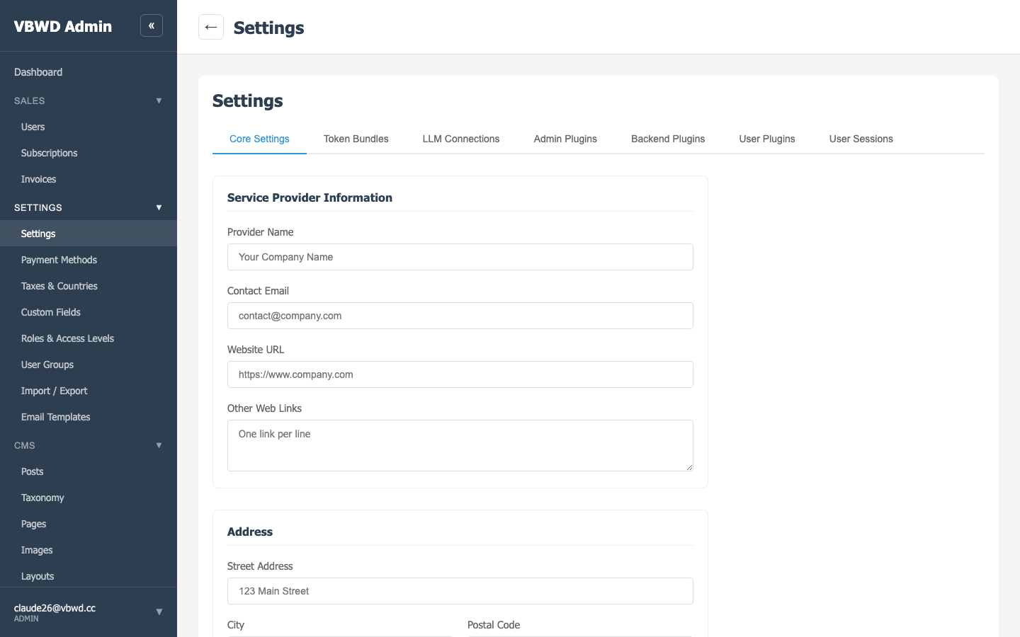 Enabling and configuring plugins in admin settings.